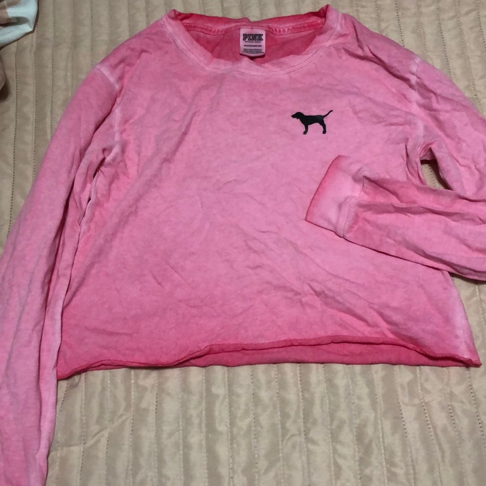 Pink long sleeve crop top